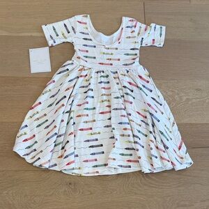NWT Nola Tawk Vibrant Crayon Pattern Kids Short Sleeve Dress size 6t